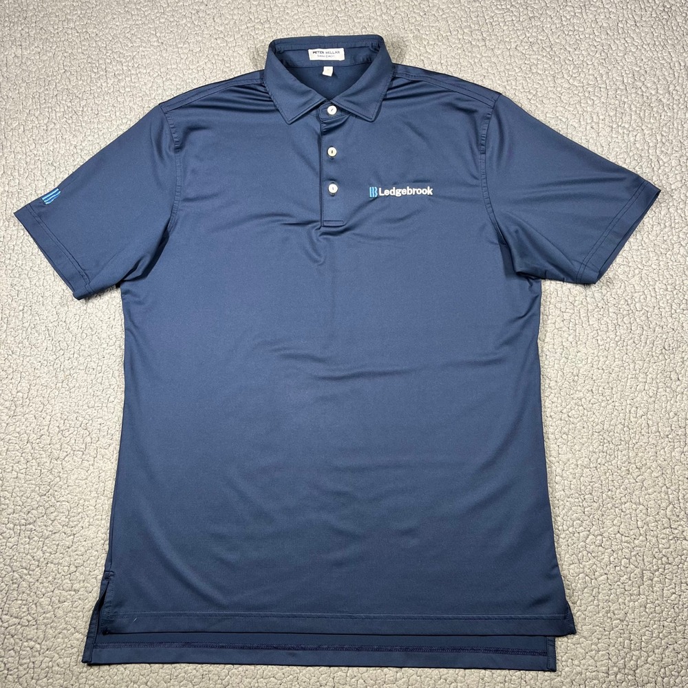 Peter Millar Polo Shirt Mens M Summer Comfort Ledgebrook Navy Performance Golf